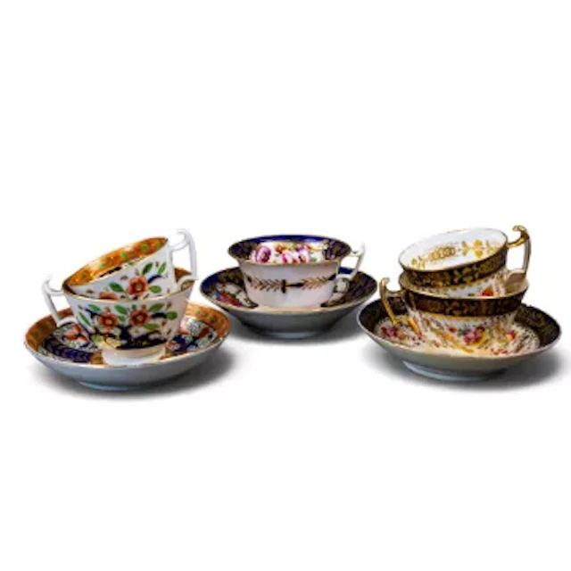 Two 19th century English porcelain trios & a 19th century English