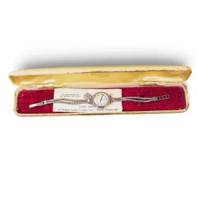 Garrard silver hallmarked watch & silver bracelet with original box