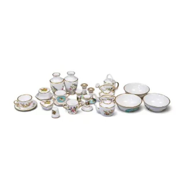 A collection of Spode miniature trinket pieces in various patterns