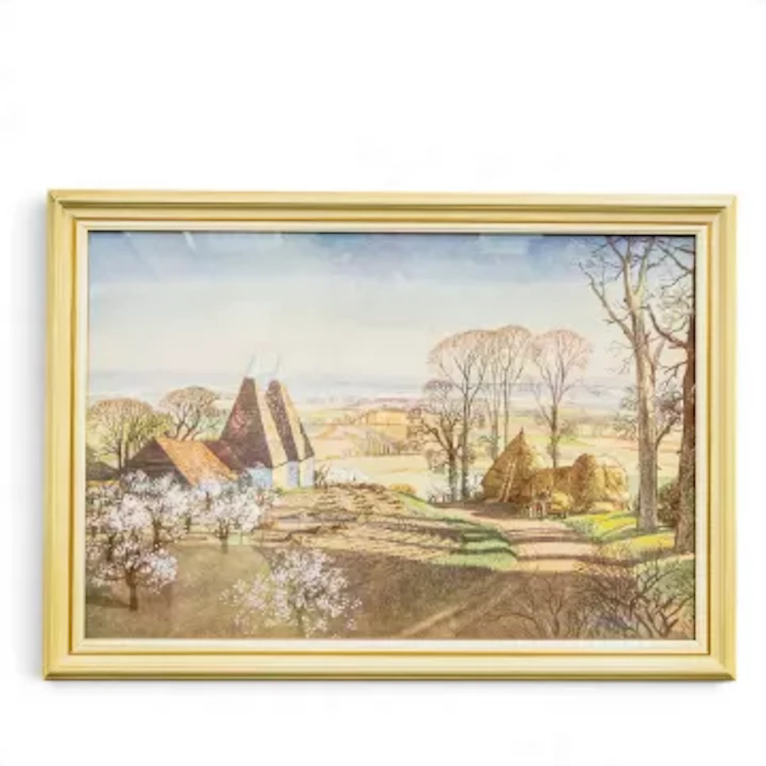 Rowland HILDER, (1905-1993) watercolour on paper, Oast House in landscape