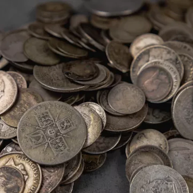 Pre 1920 UK silver coinage 92.5% sterling silver or 92.5% pure. Damaged
