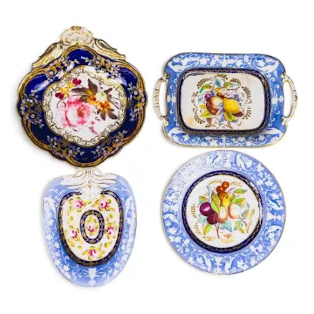 A group of 4 dessert dishes, all 19th century to include - 3 Newhall