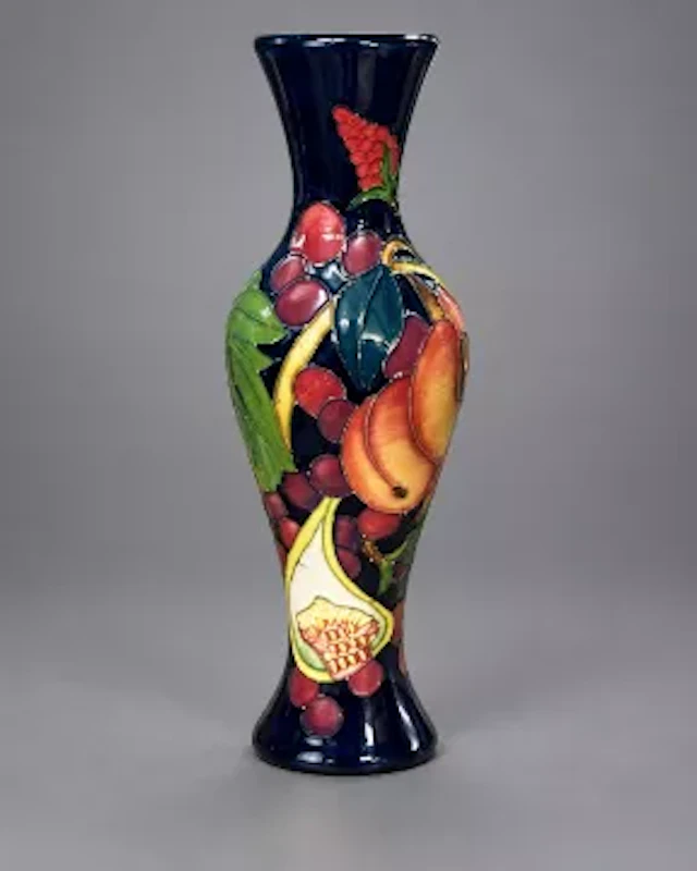 Moorcroft Queens Choice pattern vase, date cypher for 2020, height 21cm.
