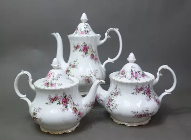 Royal Albert Lavender Rose pattern large teapots x 2, together with
