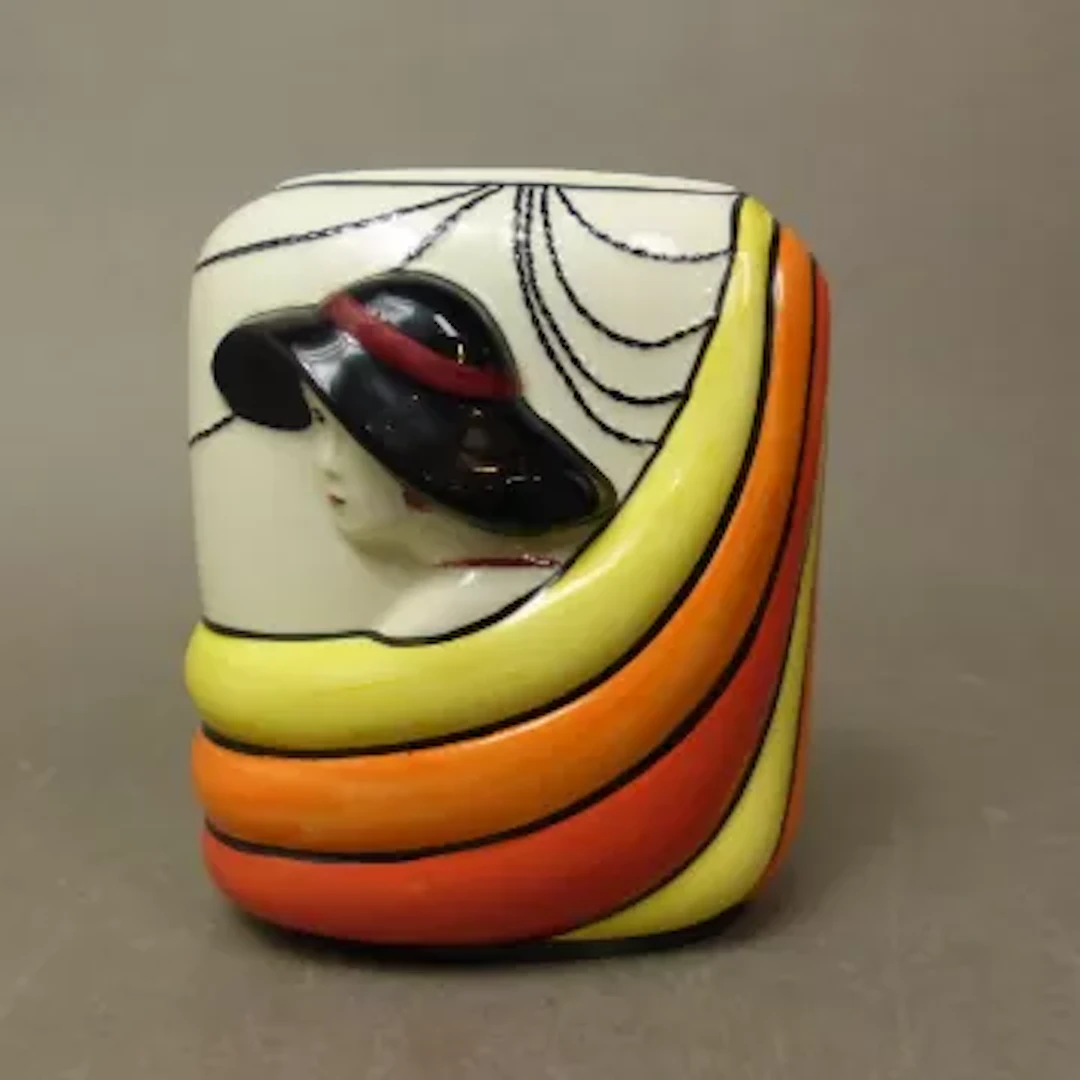 Lorna Bailey Art Deco Lady vase, Old Ellgreave backstamp, height 12cm.
