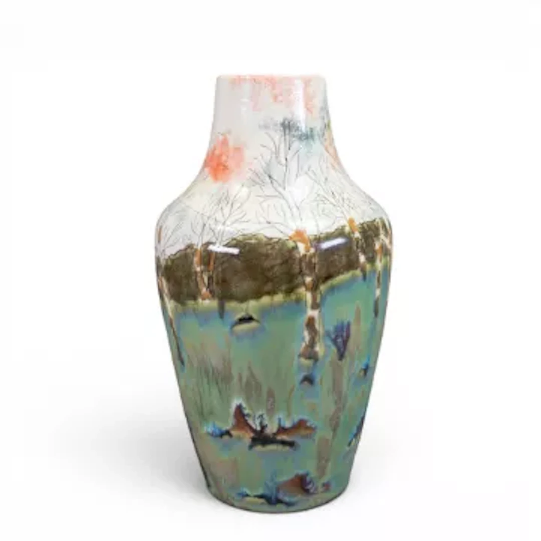 A Cobridge Stoneware limited edition vase in the Wartime Harvest design
