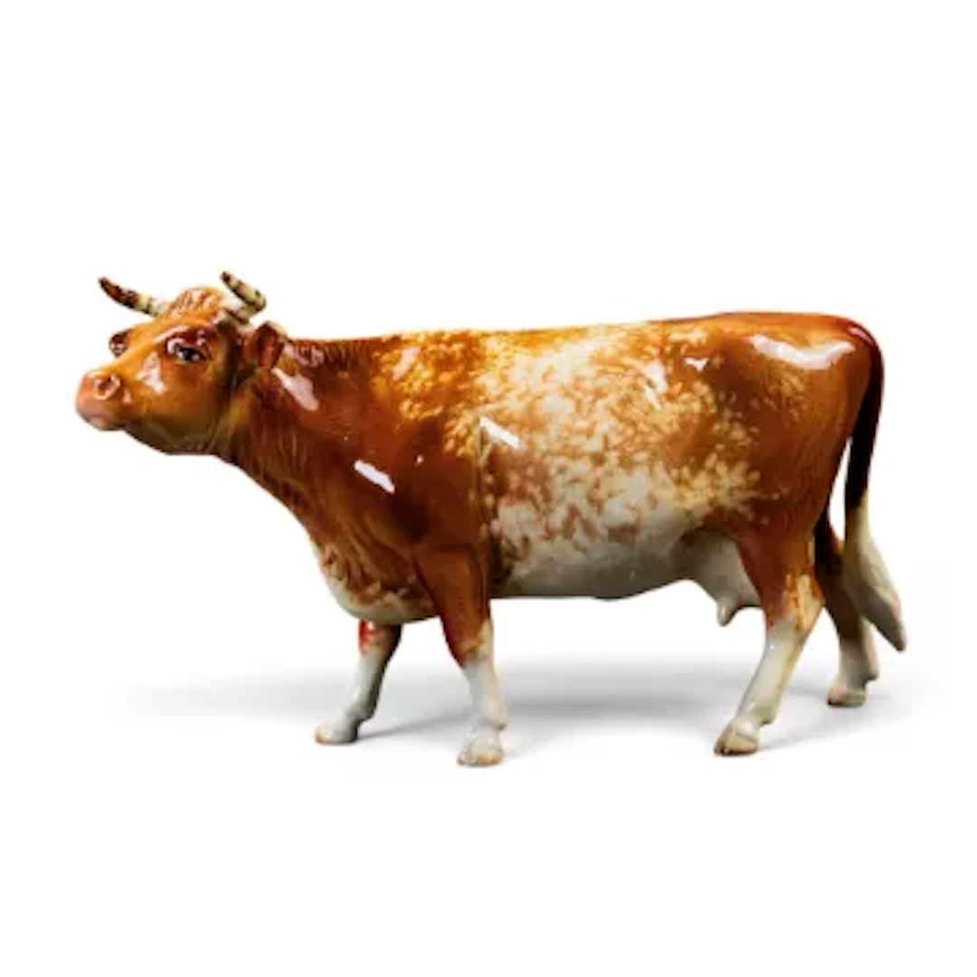 Beswick early roan Hereford cow, model no 948, with horns pointed