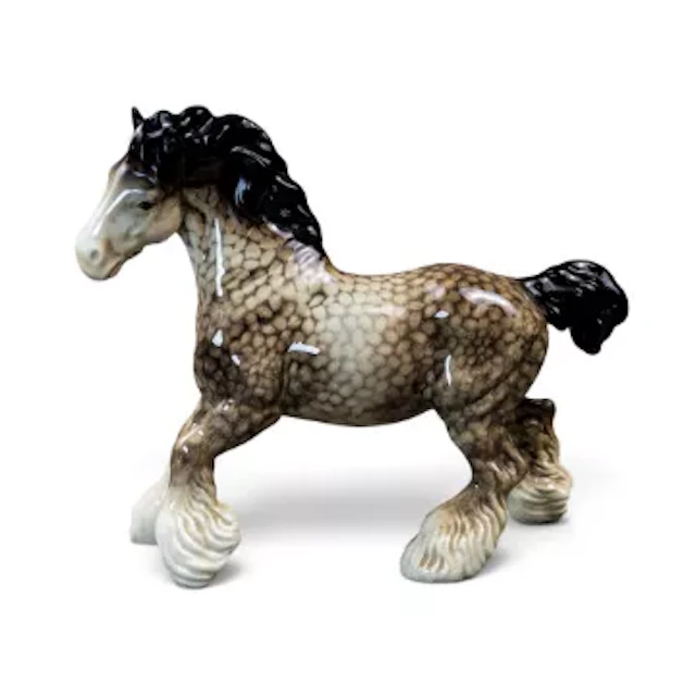 Beswick Cantering Shire horse model 975, in Rocking Horse Grey, distinctive