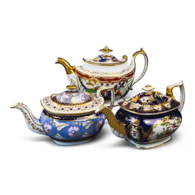 A group of 3 English porcelain 19th century teapots by various manufacturers