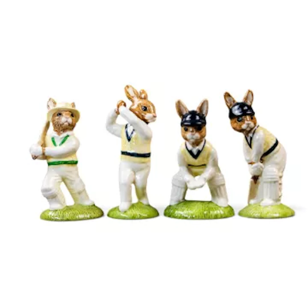 Royal Doulton set of Cricketer Bunnykins figures, comprising Out for