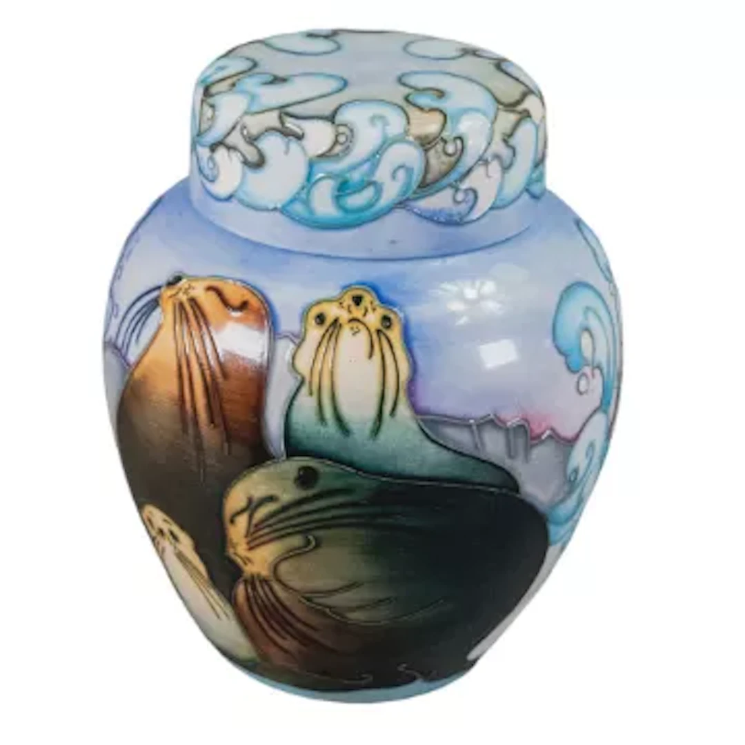 Moorcroft ginger jar with Fur Seals design, dated 2011, Collectors
