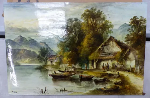 An English porcelain plaque/tile for Copeland signed lower left by
