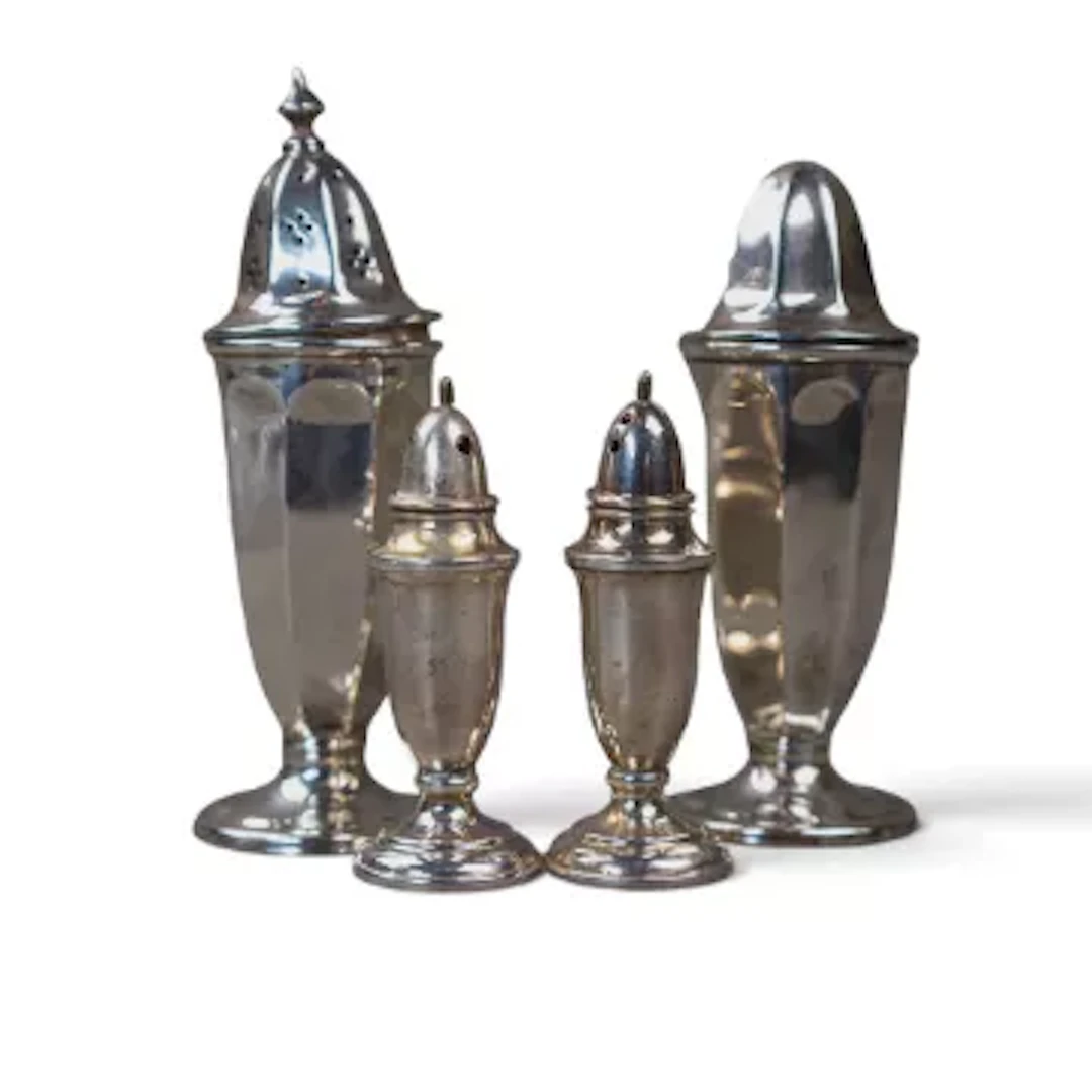 4 x silver cruet pieces, larger ones hallmarked, smaller ones marked