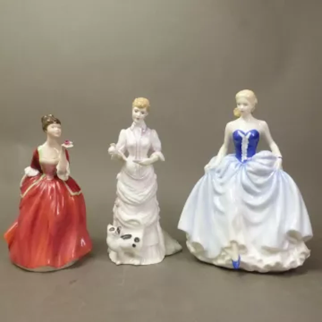 Three Royal Doulton lady figurines, Susan HN4532, Flower of Love HN3970