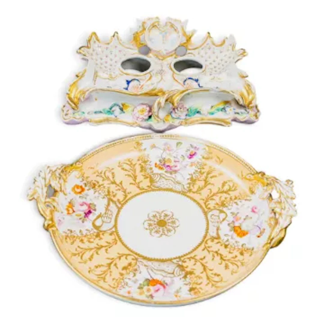 Two 19th century European porcelain items - to include a 2 handled