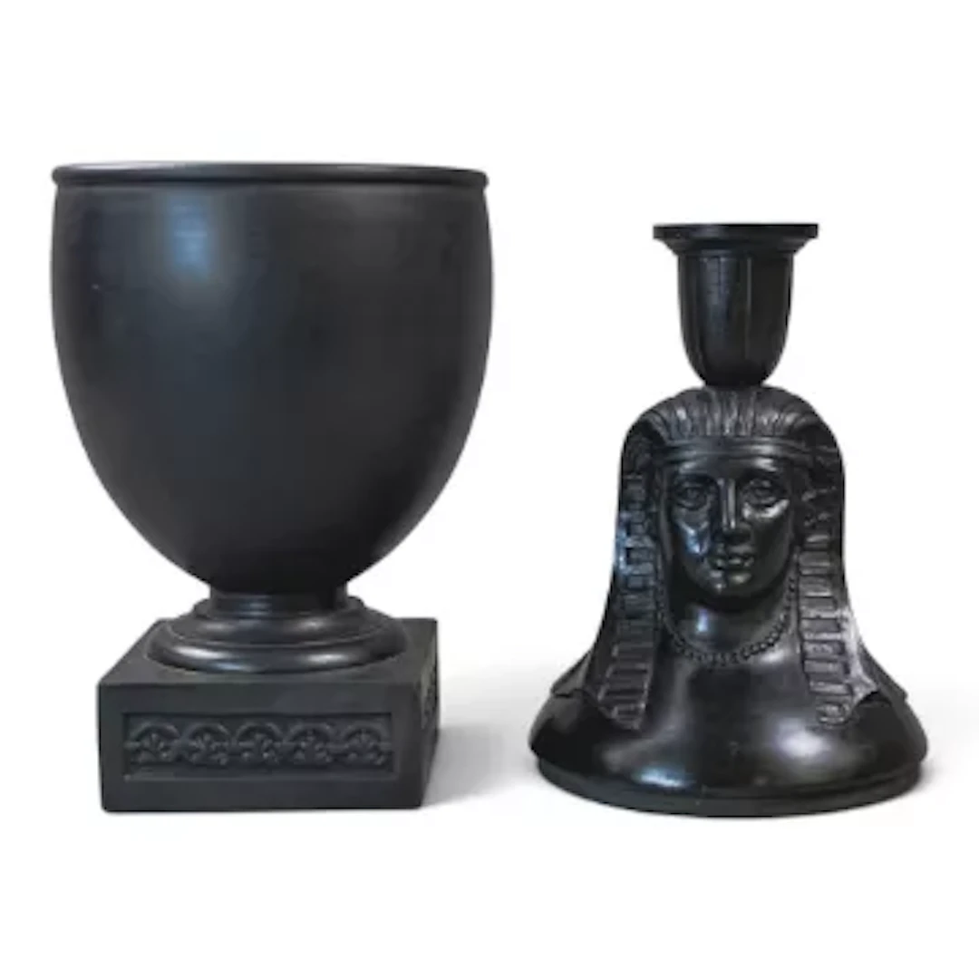 A rare Wedgwood & Bentley Egyptian revival pharaoh's head Canopic