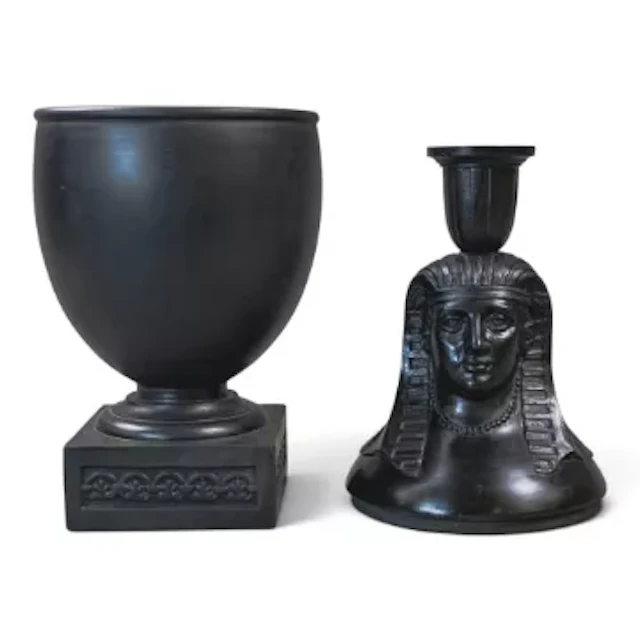 A rare Wedgwood & Bentley Egyptian revival pharaoh's head Canopic