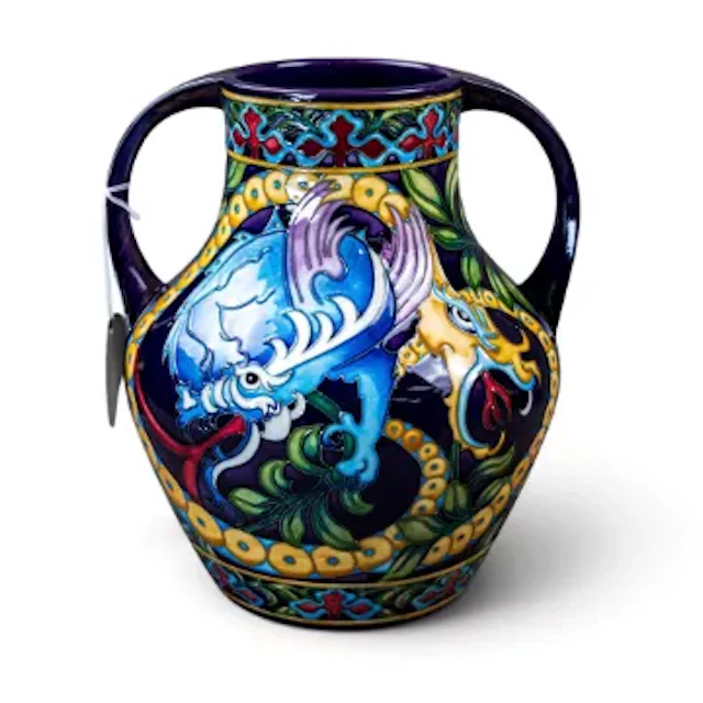 A Moorcroft two handled vase in the Snapdragon Spell design by Kerry