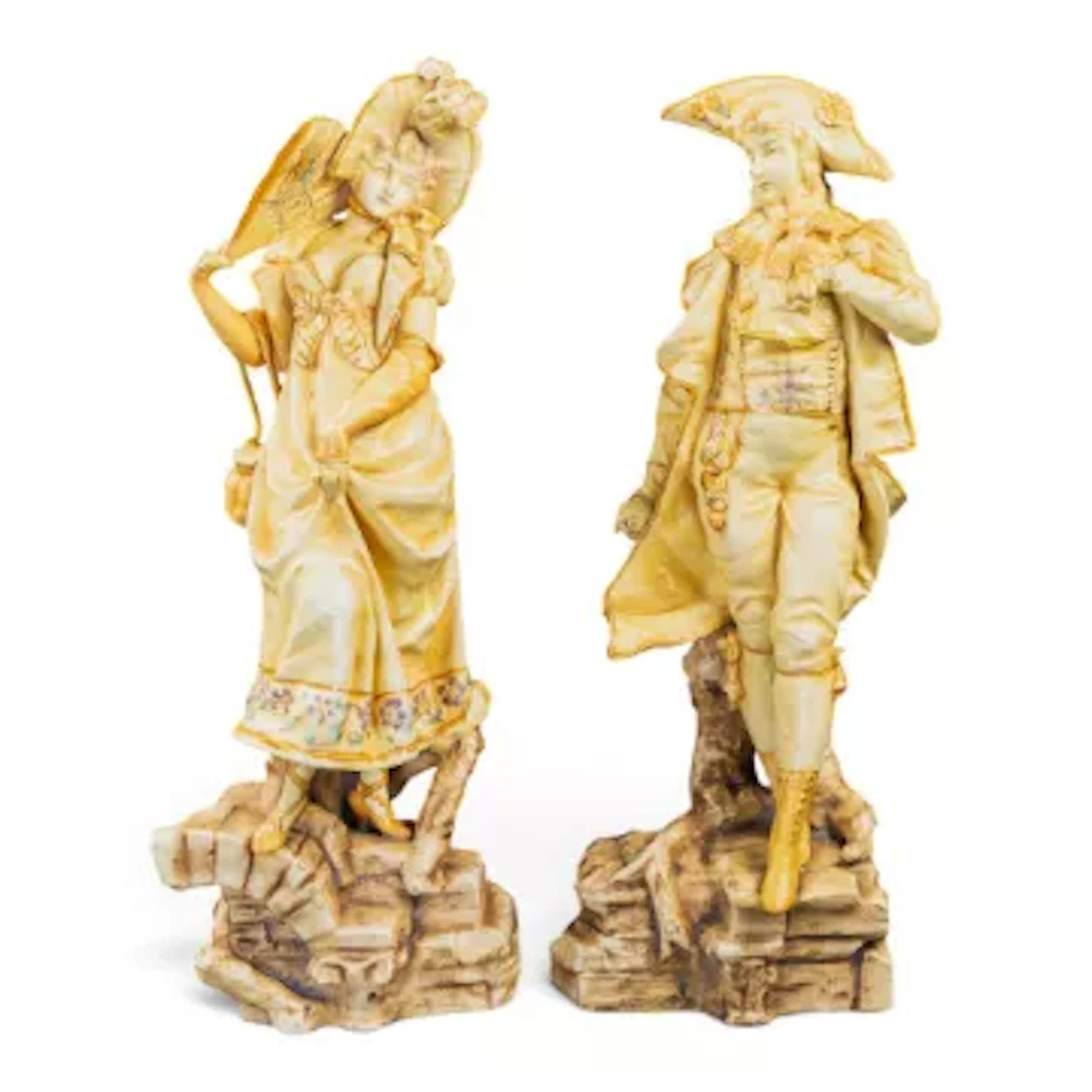 Two 19th century Bohemian figures, a male & female by the Alfred Stellmacher