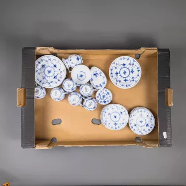 Royal Copenhagen blue fluted half lace pattern part tea set to include