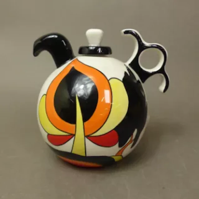 Lorna Bailey Woodrow Way pattern teapot, signed to base, height 16cm.