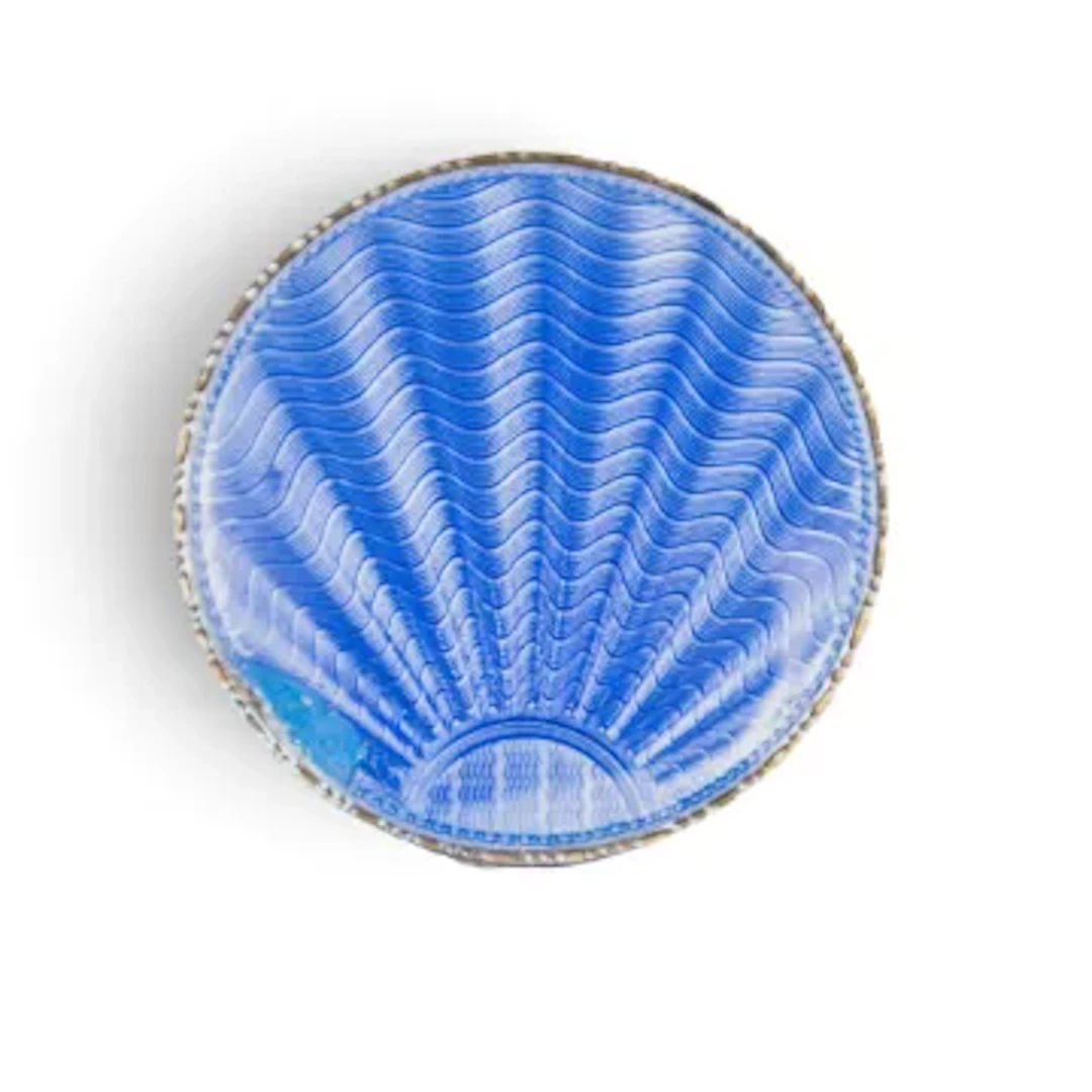 Silver & guilloche enamel compact, 50g. Some repair to enamel.