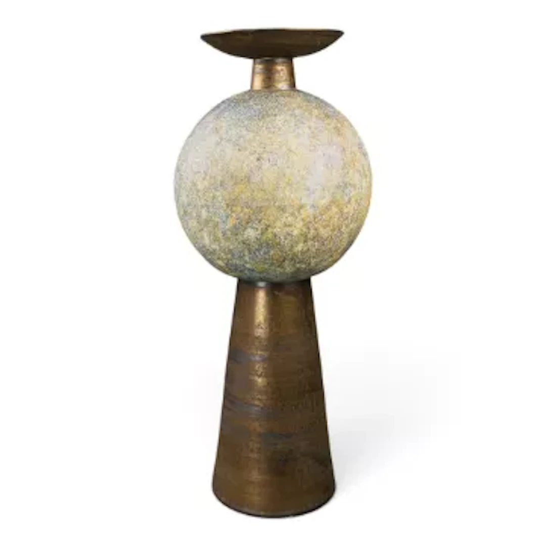 A large studio pottery 'Planet Pot' by Isabella Pope with conical