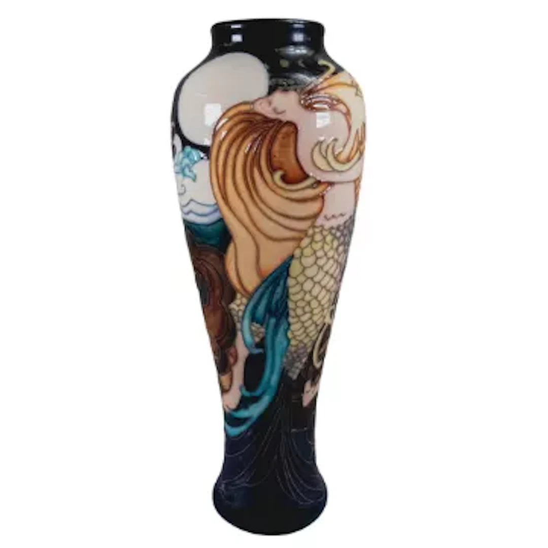 Moorcroft limited edition vase with Mermaid design by Emma Bossons, h.26cm.
