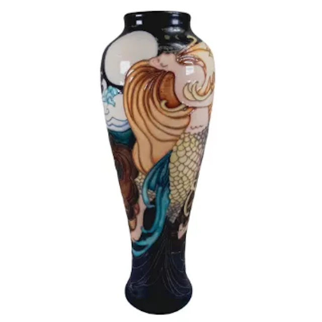 Moorcroft limited edition vase with Mermaid design by Emma Bossons, h.26cm.