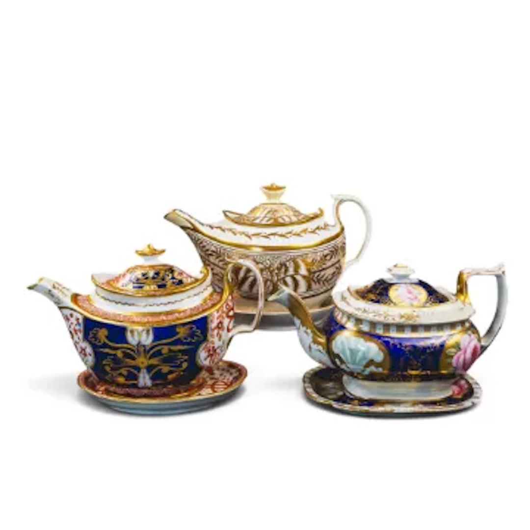A group of 3 English porcelain 19th century teapots by various manufacturers