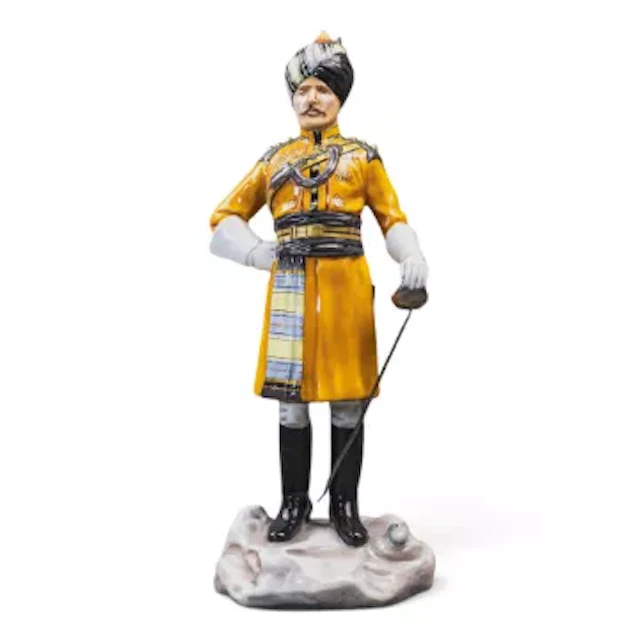 Michael Sutty prestige porcelain military figure Skinners Horse, h.29cm