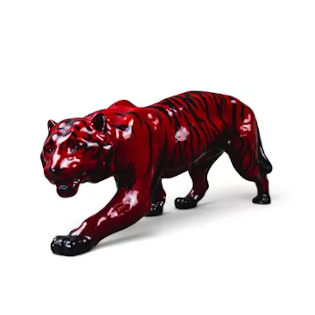 A Royal Doulton large flambe stalking tiger, HN 1082, designed by