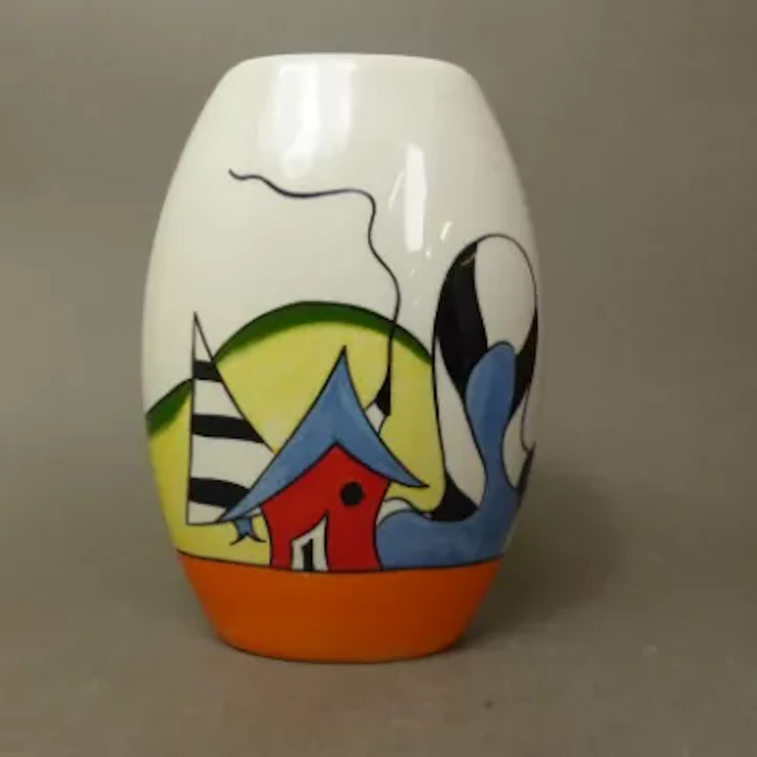 Lorna Bailey Porthill pattern vase, signed to base, height 21cm.