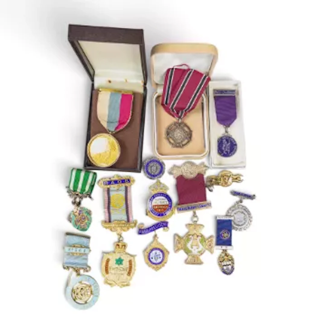 Masonic, Buffs and other hallmarked silver & enamel medals/jewels