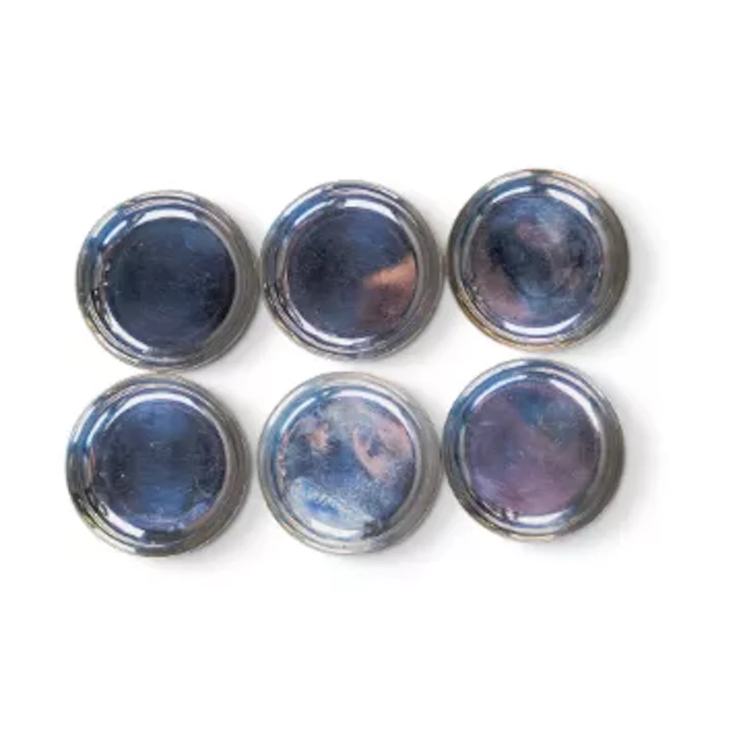Set of 6 silver coasters, stamped .900, 131g.