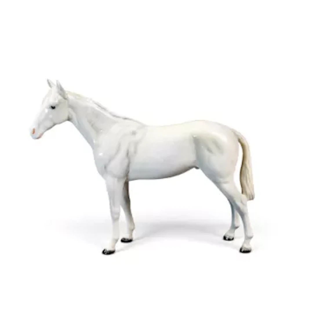 A rare Beswick racehorse, Bois Roussel, in painted white gloss, model