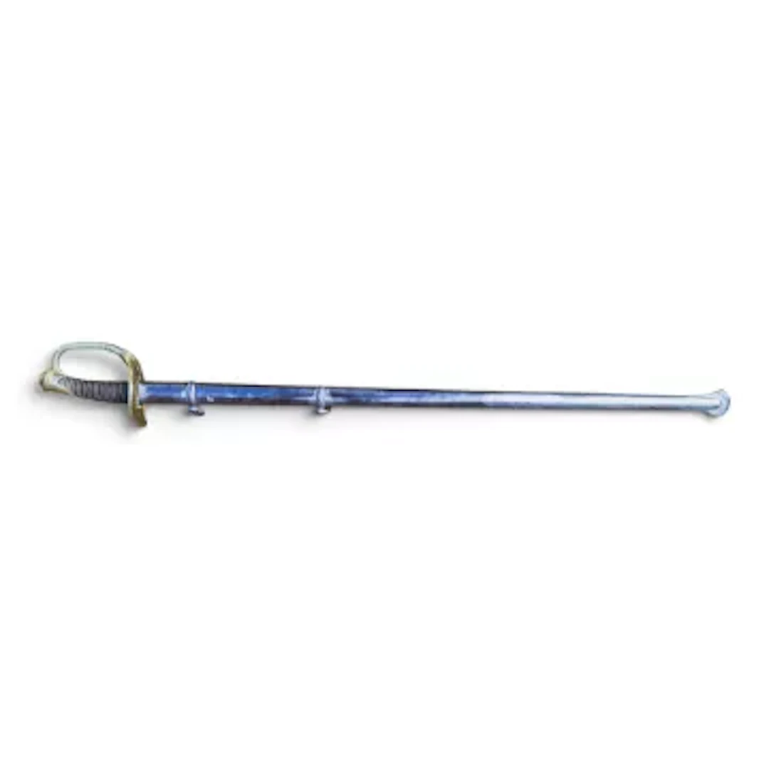 19th-century French cuirassier heavy cavalry sword with scabbard
