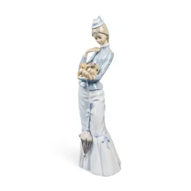 Lladro Porcelain lady figure 'A Walk with the Dog', model no.4893.