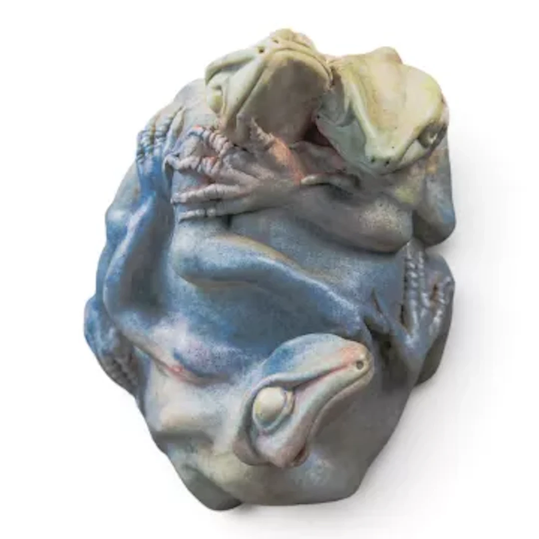 A ceramic sculpture by studio potter Ruth Barrett Danes, featuring
