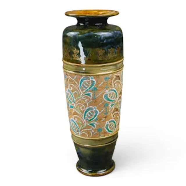 A large Royal Doulton Lambeth Slaters vase, typically decorated with