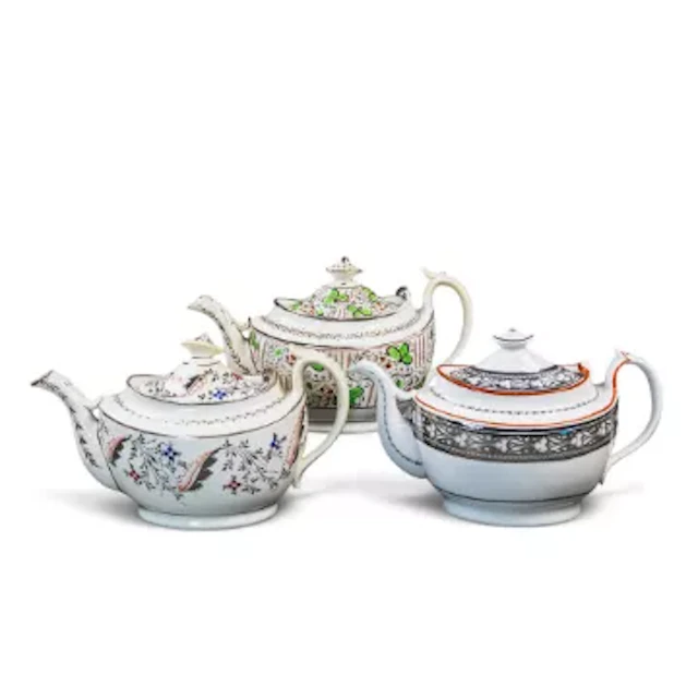 A group of 3 English porcelain 19th century teapots by various manufacturers