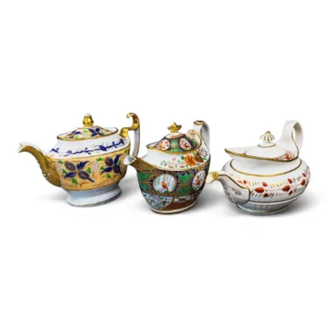 A group of 3 English porcelain 19th century teapots by various manufacturers