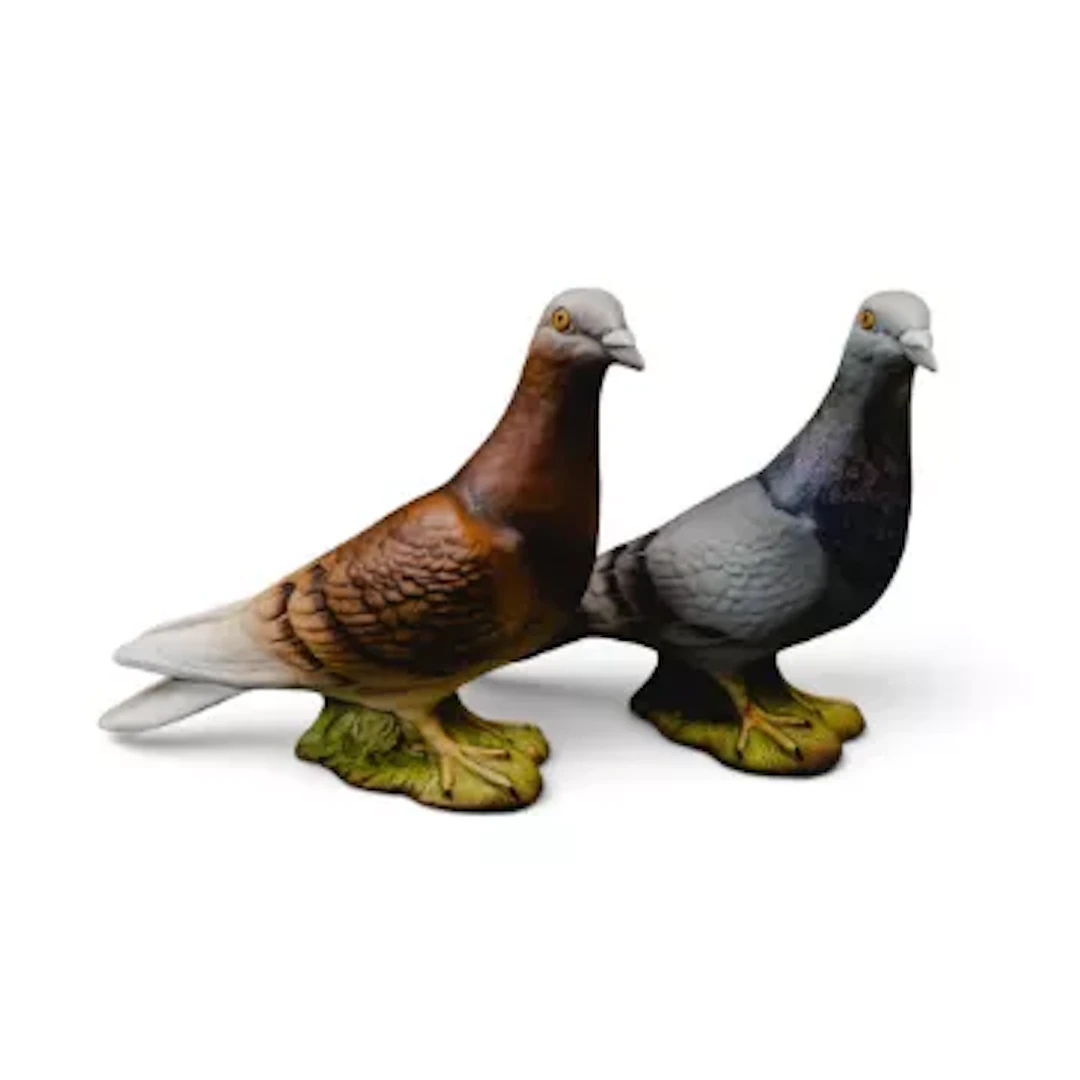 Two Beswick 2nd version pigeons in red & grey. Model no. 1383. h.14cm (2)