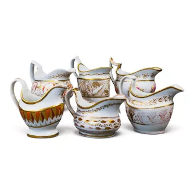 A group of 6 English porcelain 19th century cream jugs by various