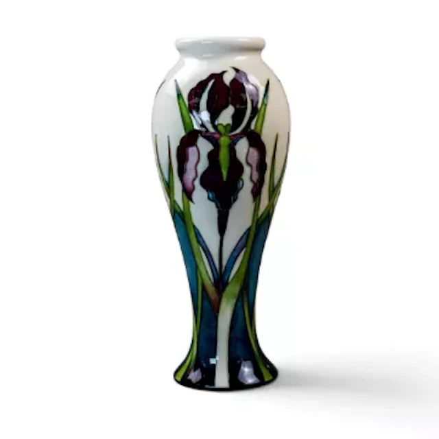 A Moorcroft vase in the Purple Iris design by Nicola Slaney, made