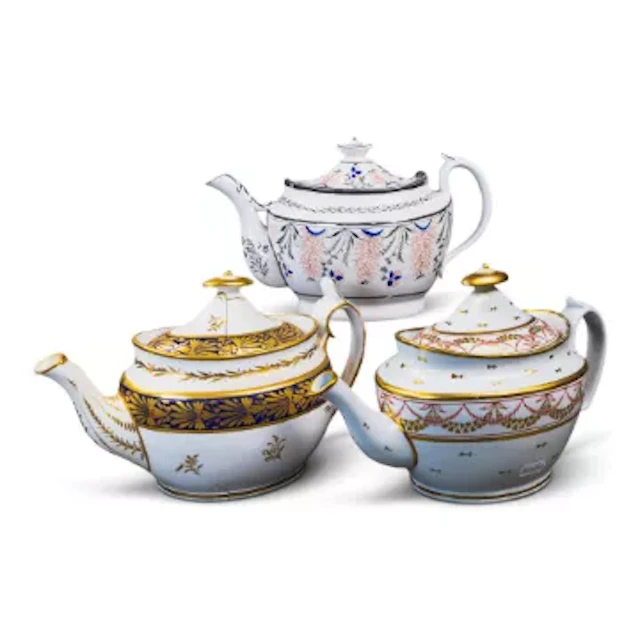 A group of 3 English porcelain 19th century teapots by various manufacturers
