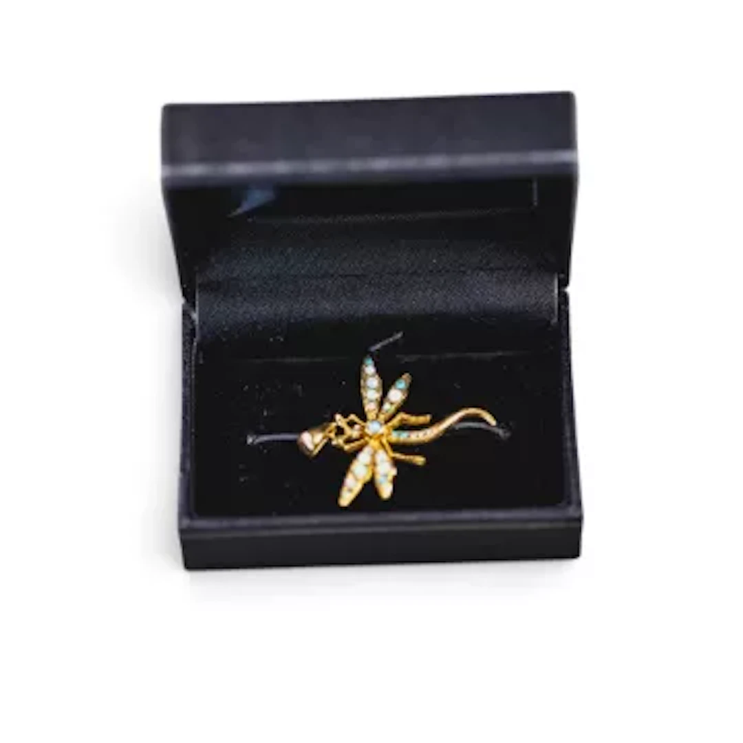 19th century 14k gold opal set dragonfly pendant (bail 18K). 37mm