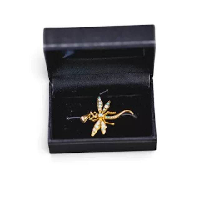 19th century 14k gold opal set dragonfly pendant (bail 18K). 37mm