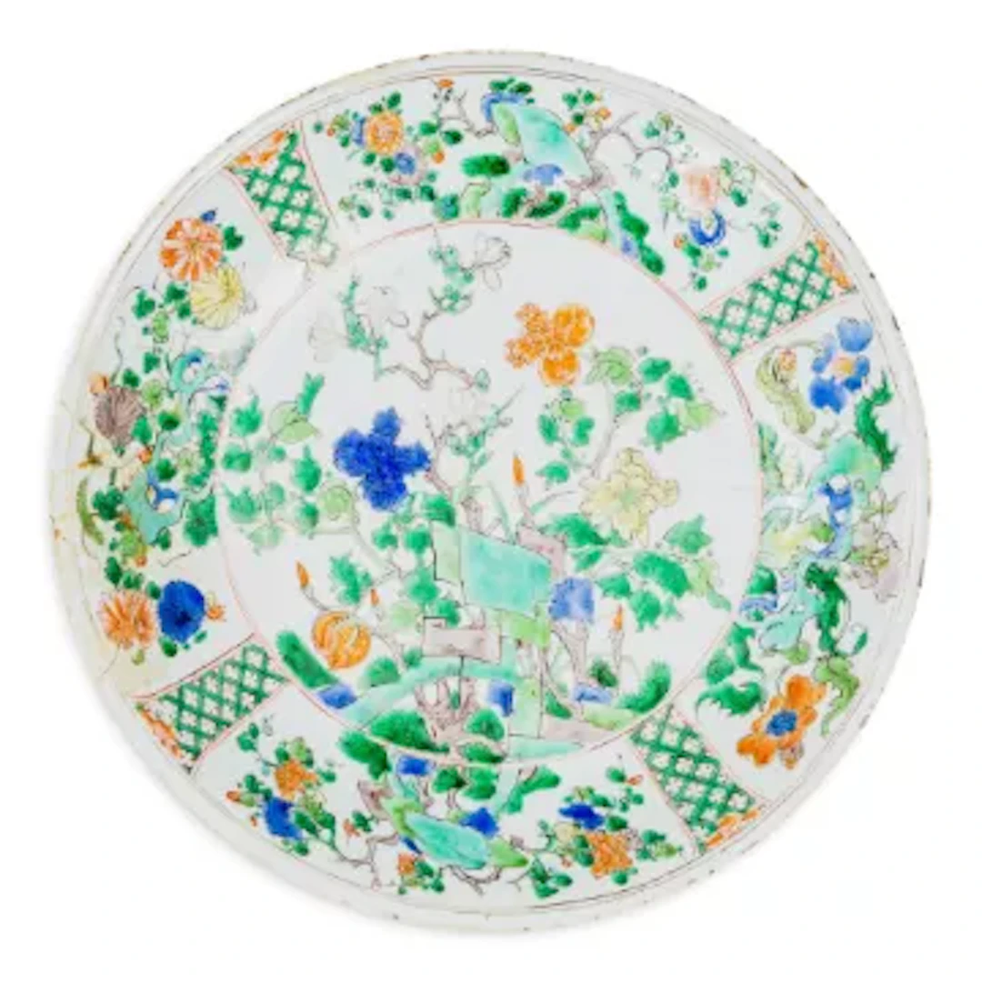 3 early Chinese porcelain pieces to include a large 18th century dish
