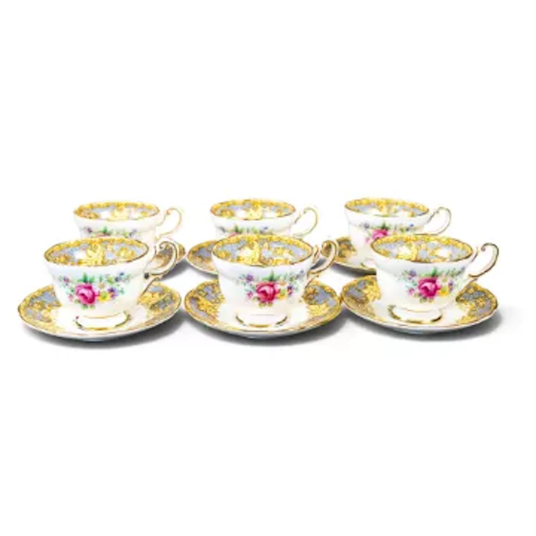 Paragon China part tea set to include - six tea cups, six saucers.